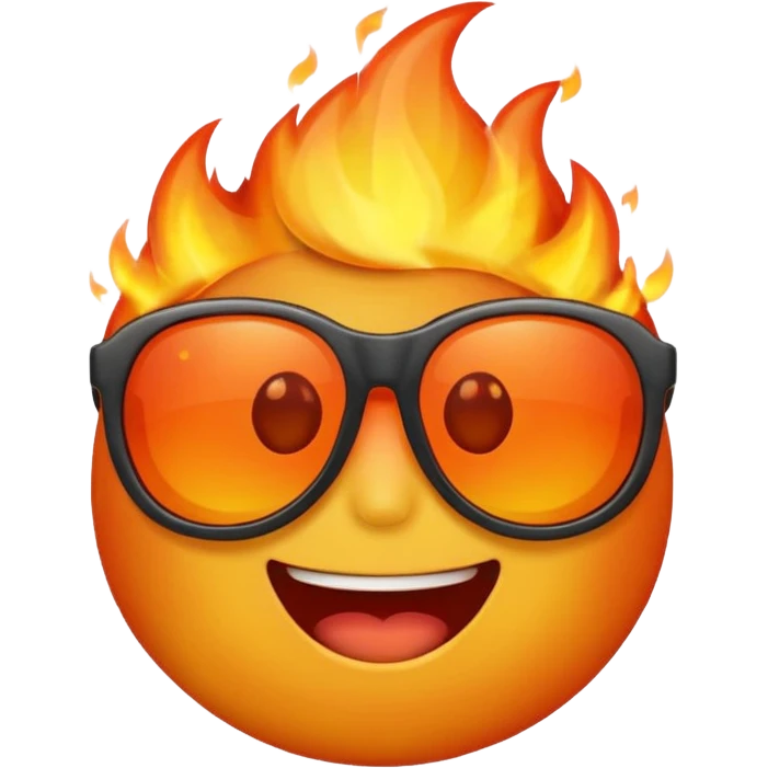Make a fire emoji with sunglasses but without a face, just fire with glasses.WITHOUT A FACE emoji