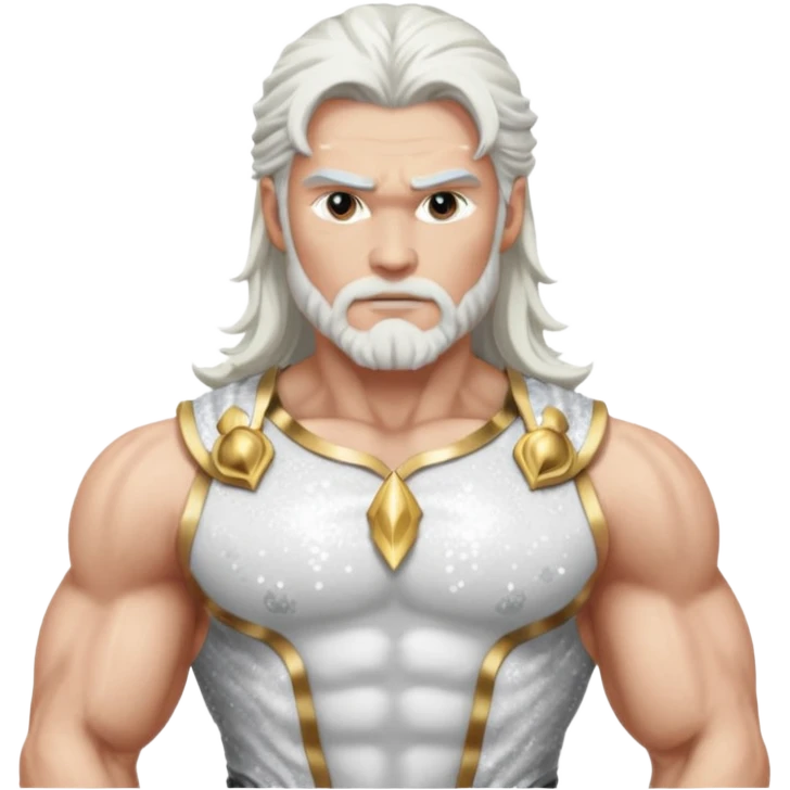 Jupiter, God of Thunder from Gods and Goddesses with long white hair, white sequin outfit emoji