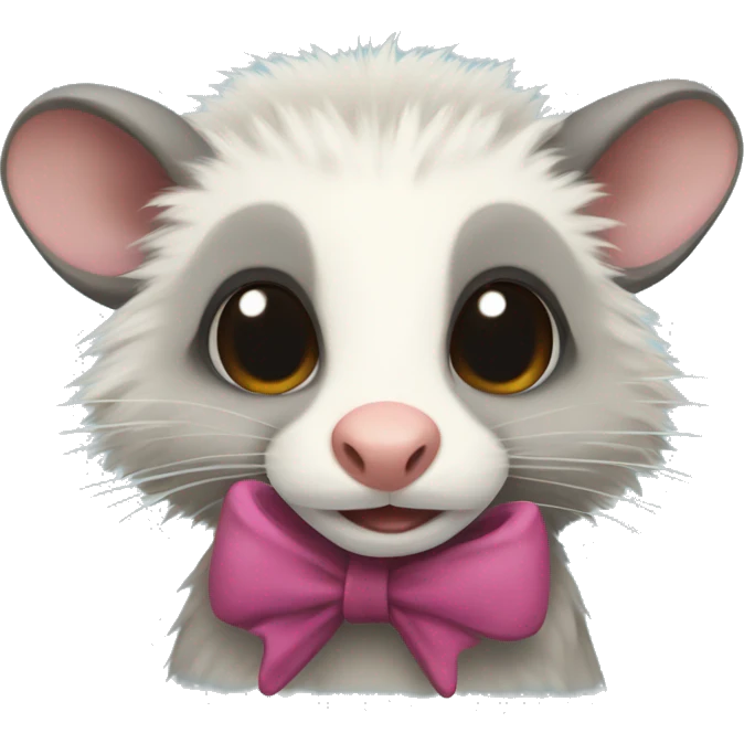 An opossum with a bow on its head emoji