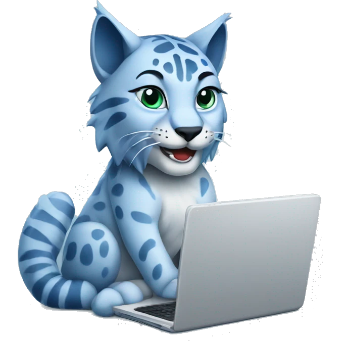 A blue lynx with a laptop emoji