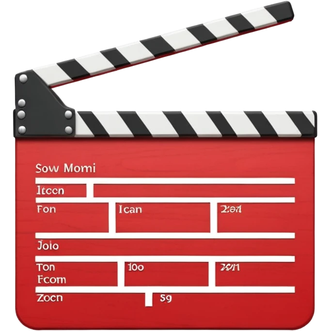 red clapperboard used in filmmaking, cute and stylish design emoji