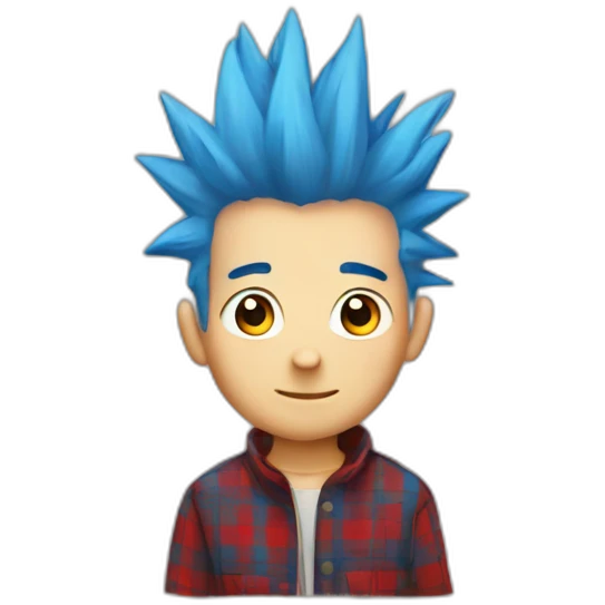 Spiky blue-haired boy In plaid  emoji