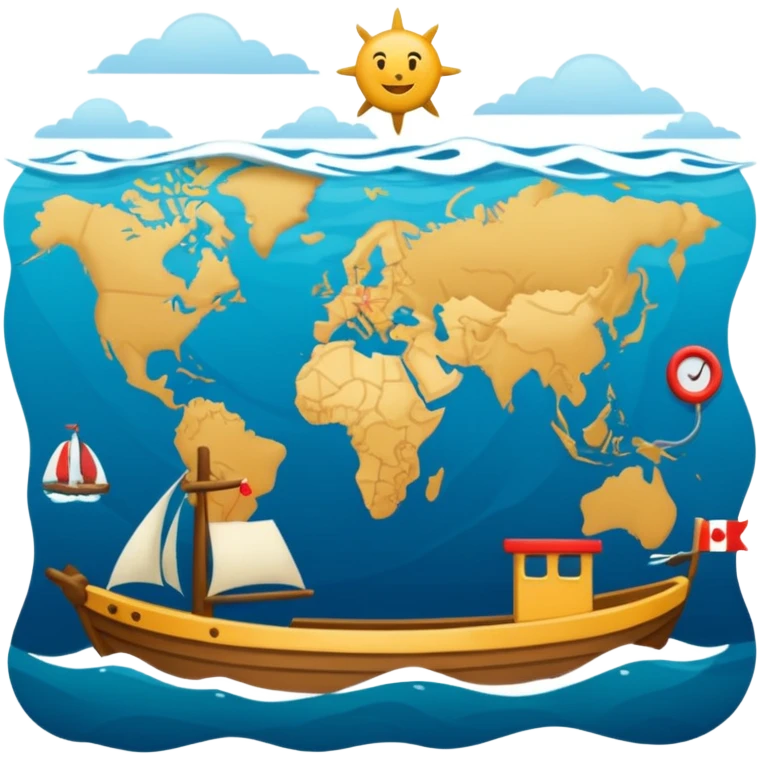 navegar, mar, mundo, mapa, brújula, dirección emoji