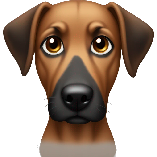 Brown dog with black splotches with pointy ears  emoji