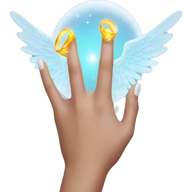 woman's hand with a magical ring in the wing finguer emoji