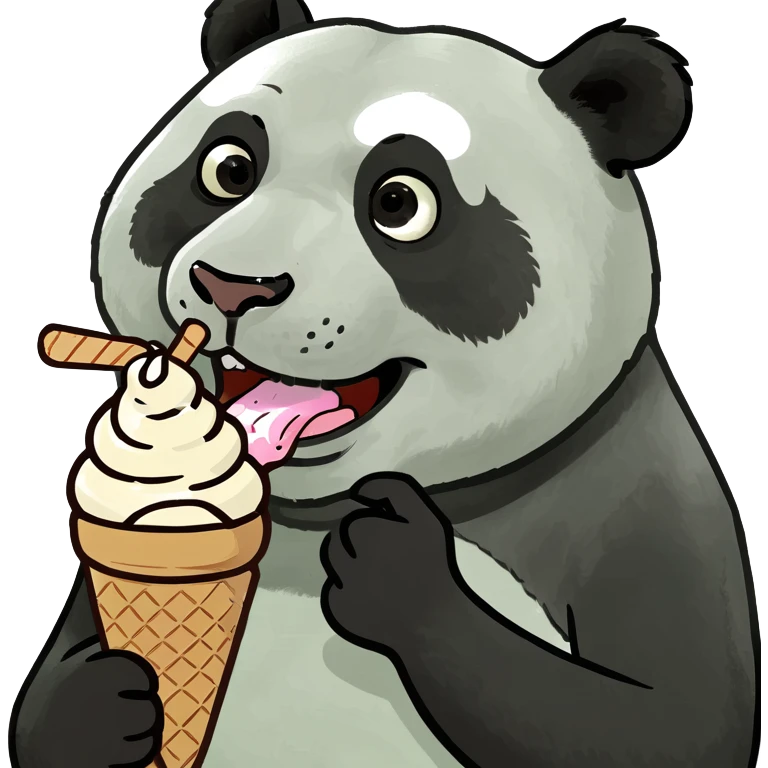Panda eating ice cream emoji