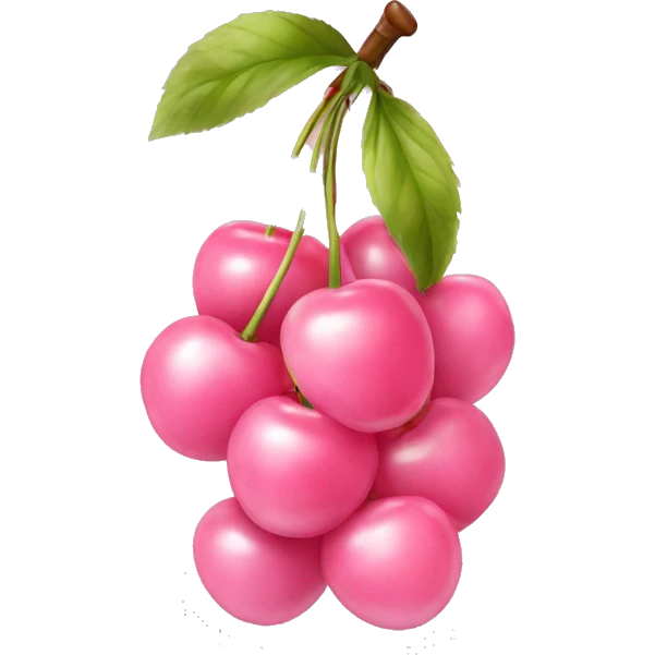 Light pink cherries with a ribbon on top of stem emoji