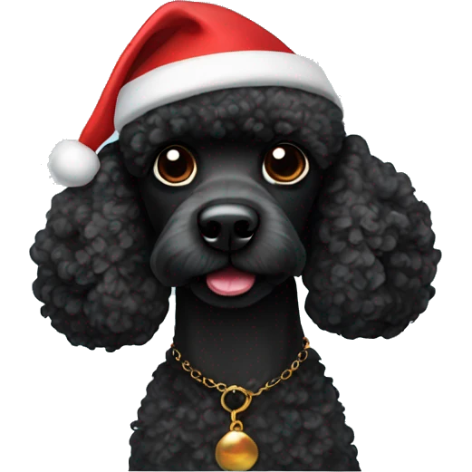Black poodle with Santa hat  emoji