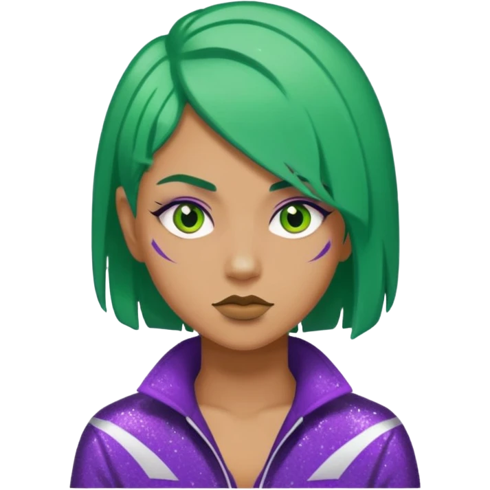 Glitter Purple and White Joker Gangster Green Hair emoji