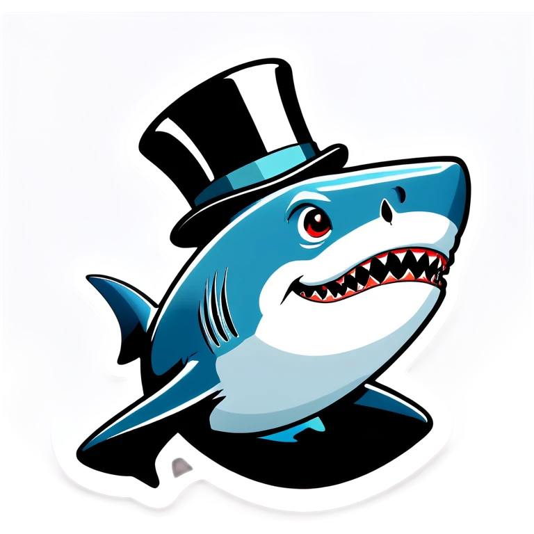 Shark with a top hat emoji