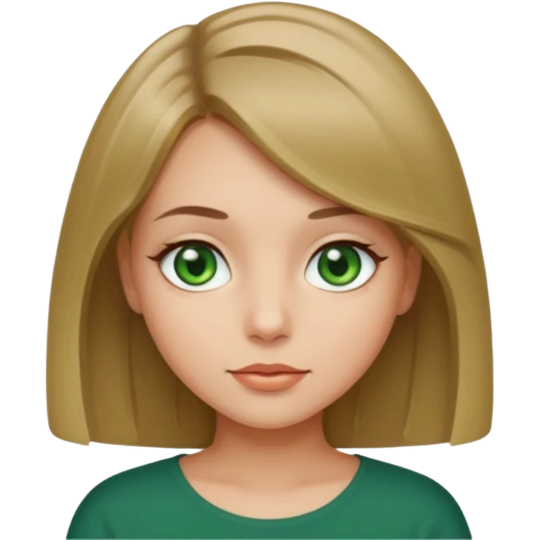 fille avec un carre long et blond fonce aux yeux verts  emoji