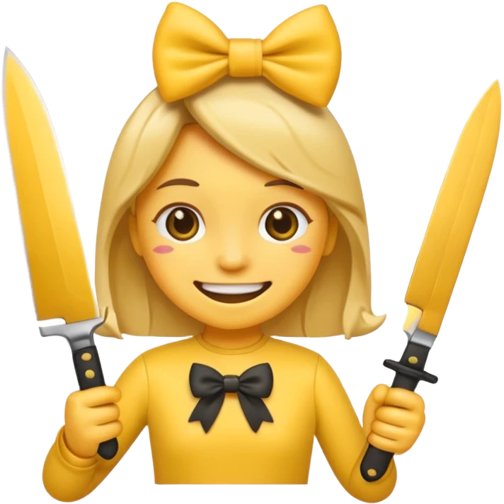 Smile emoji holding knife waring bow emoji