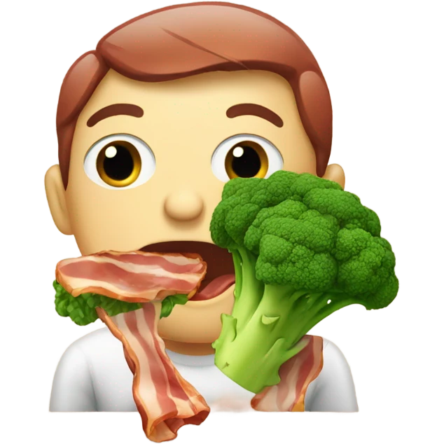 Bacon eating broccoli emoji