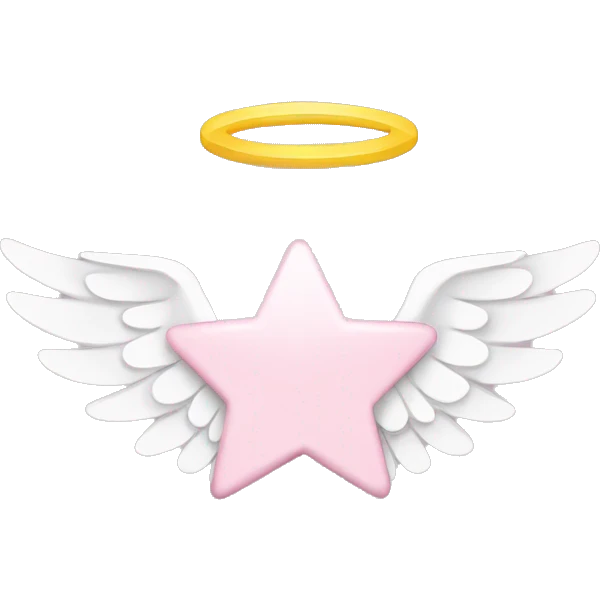 Light pink star with white angel wings emoji