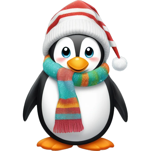 Cute rare christmas Pinguin with Winter Accessoires  emoji