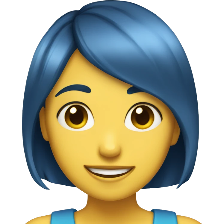 blue and happy short hair yellow girl emoji