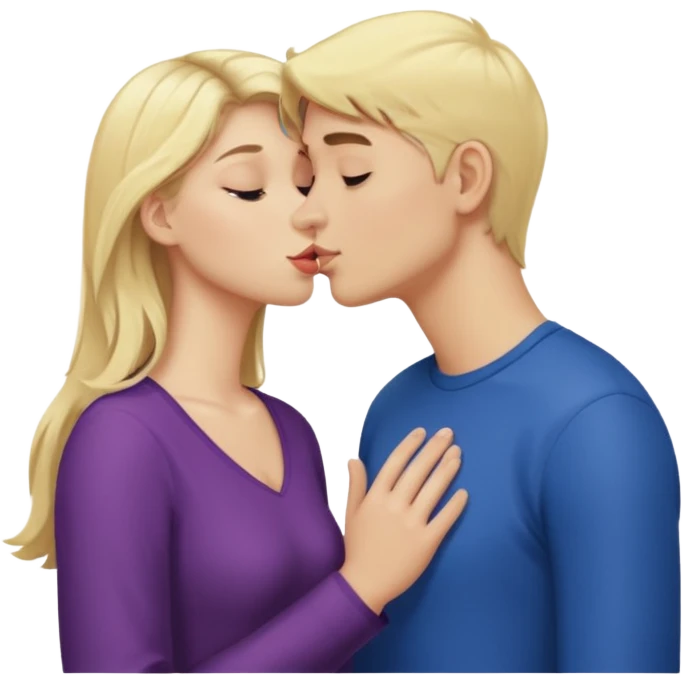 a blonde girl kissing blond europeen boy emoji