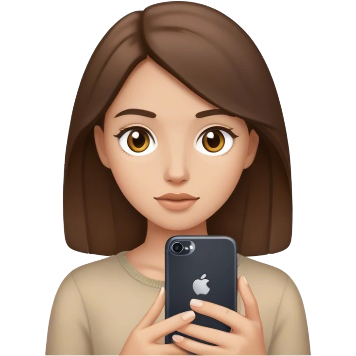 pale brunette girl on her iphone emoji