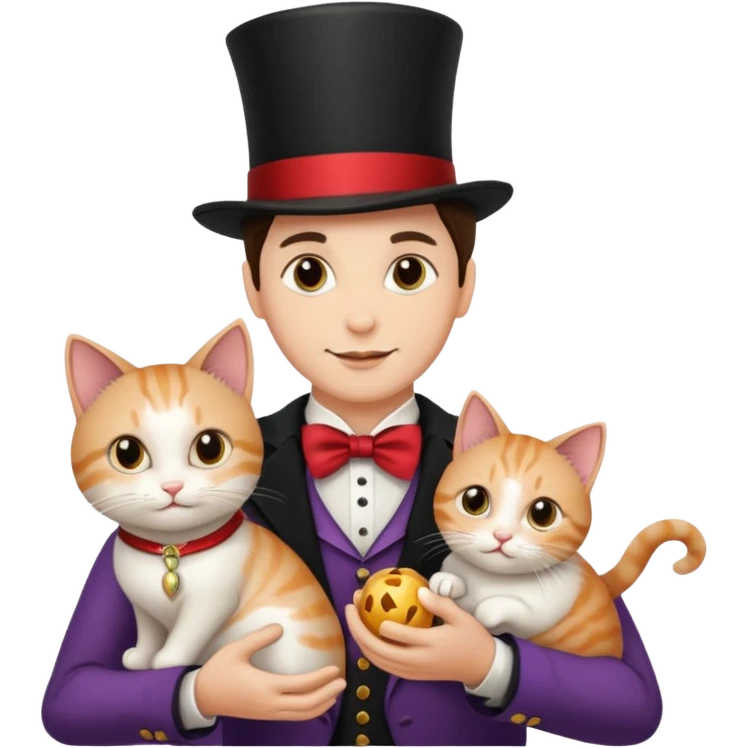 magician couple and their pet cat emoji