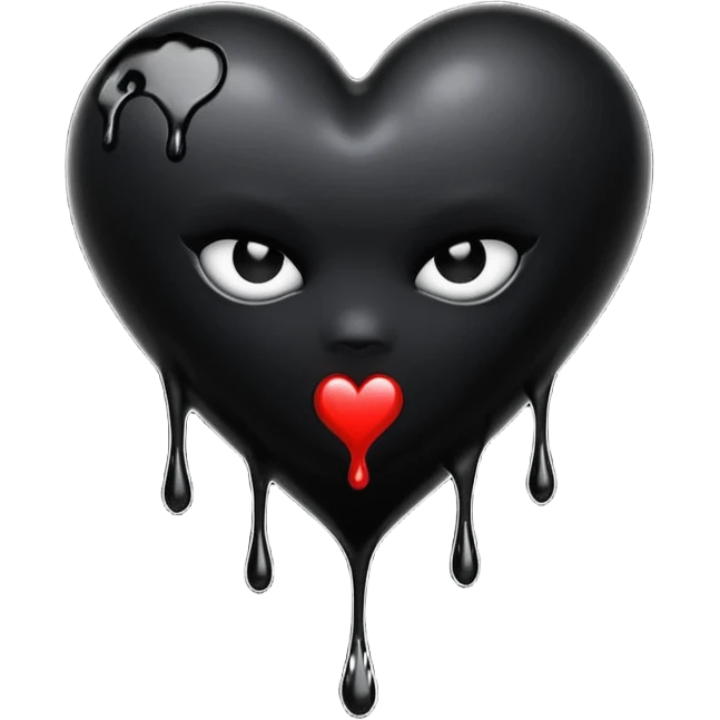 goth heart with dripping black paint emoji
