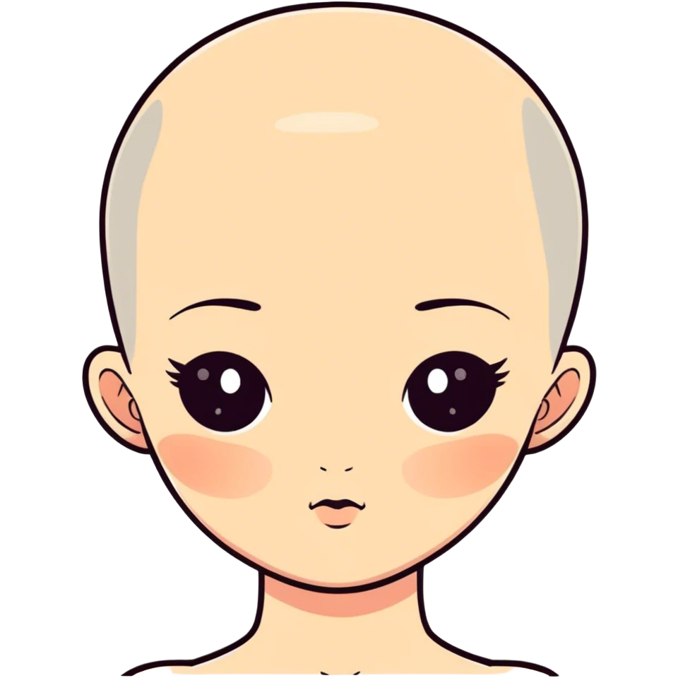 Girl with shaved head and birthmark who is very fat and has big nostrils and a lazy eye emoji