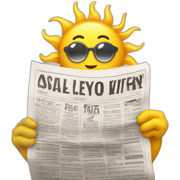 A sun reading newspaper emoji