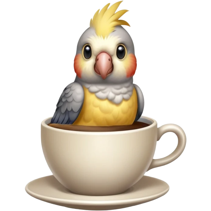 cockatiel parrot in a cup of coffee emoji