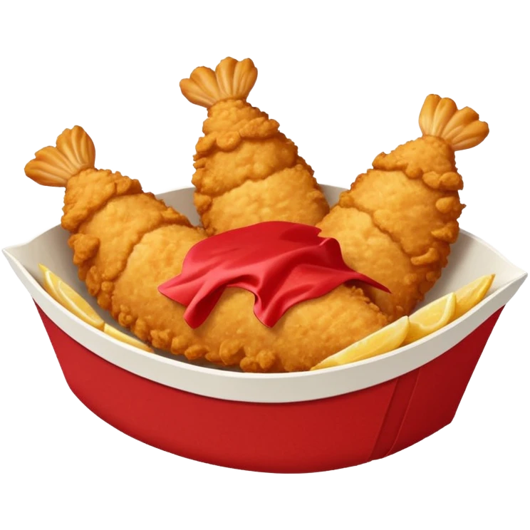 5 breaded chicken tenders in a red paper food boat  emoji