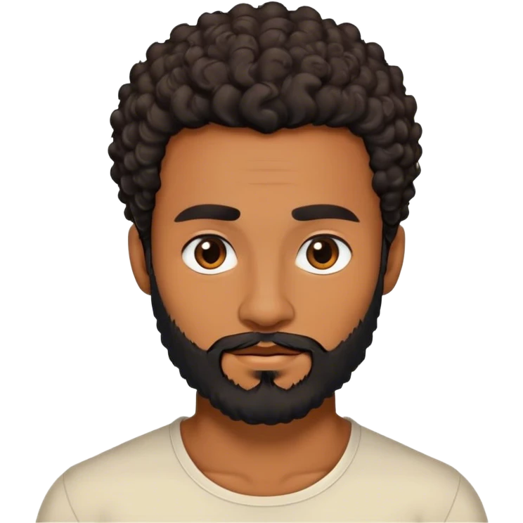 duk with warm brown skin, short curly black hair, neatly trimmed beard, sharp jawline emoji