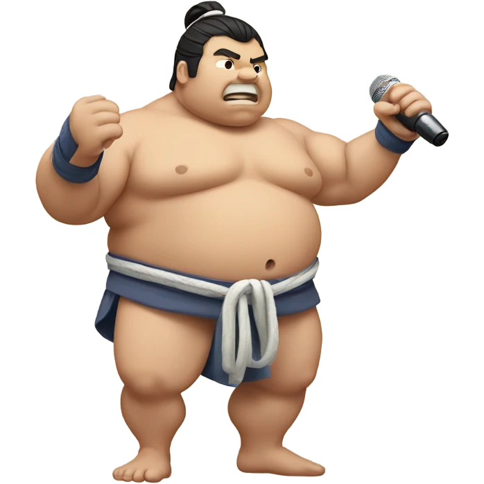 Sumo wrestler singer microphone  emoji