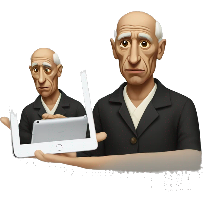 pablo picasso with an ipad emoji
