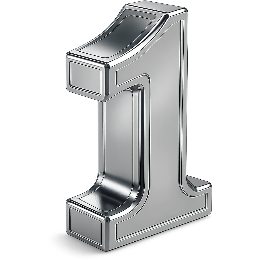 number 1 in chrome 3D emoji style emoji
