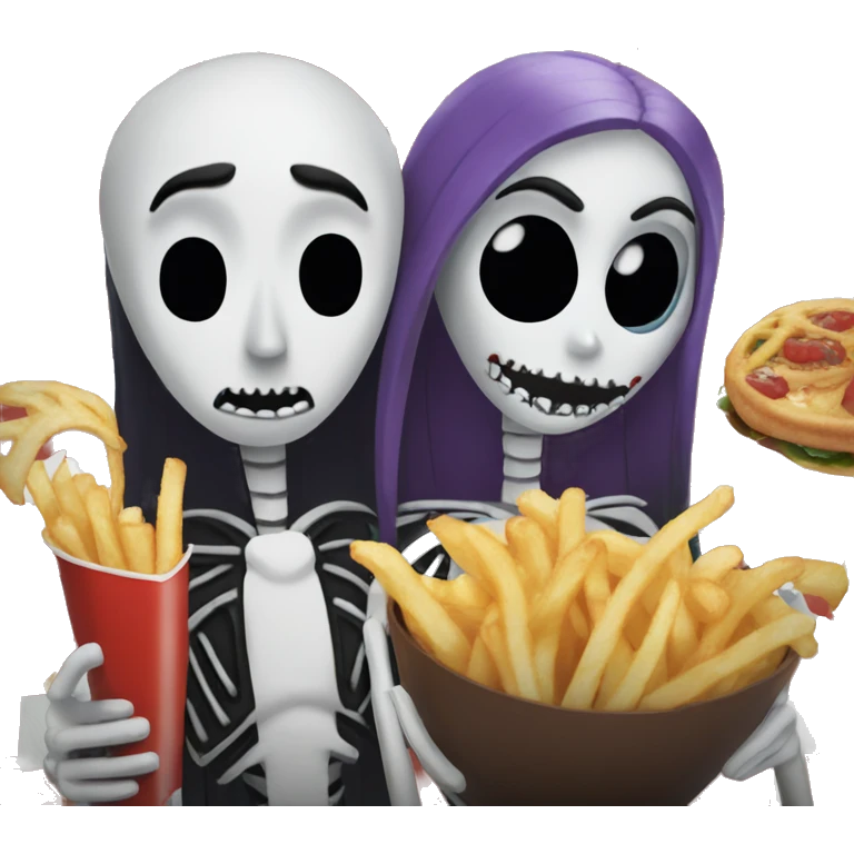 Jack and sally eating fries emoji