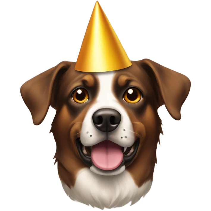 brown eyed dog portrait with a party hat  emoji