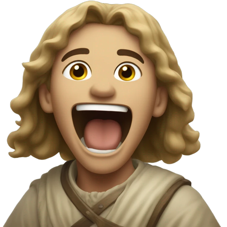 young pilgrims XIII century saying hurrah! emoji