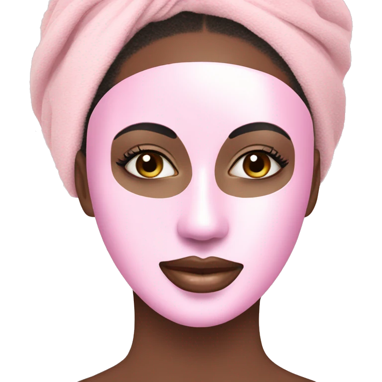 Lady with pastel pink face mask spa beauty full face relaxing emoji