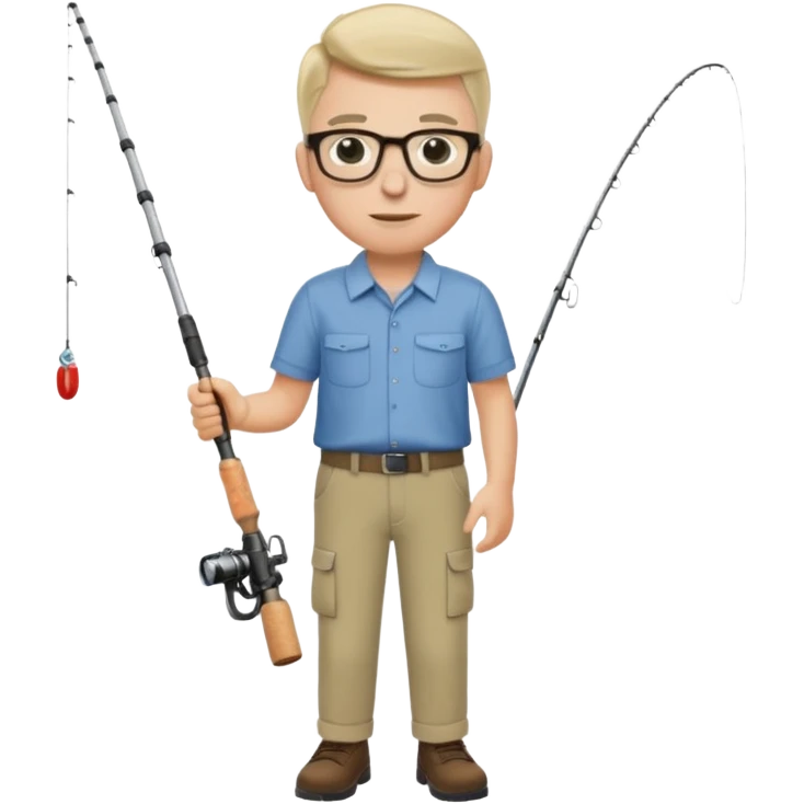 Accountant who wears glasses and loves fishing with fair skin and bold spot no hat emoji