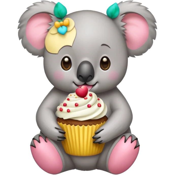 koala with cupcake emoji