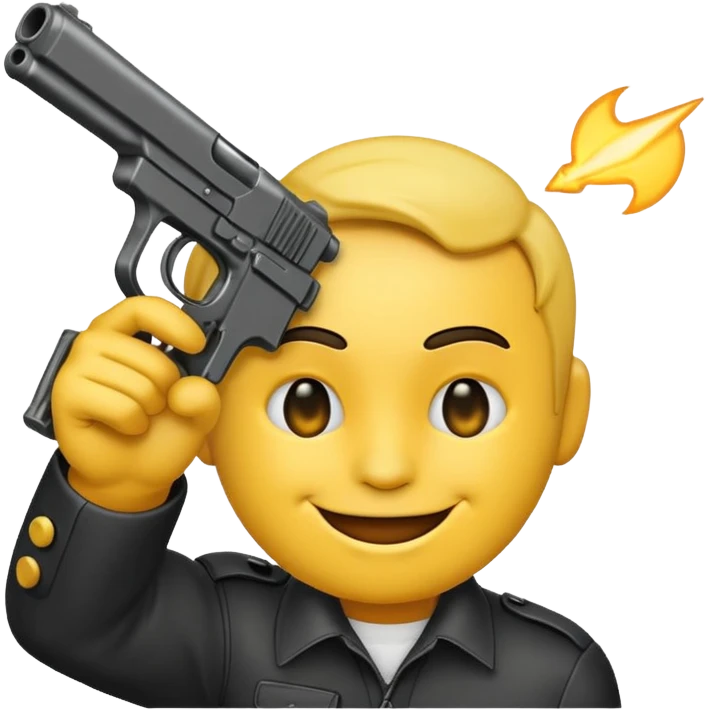 It should look like the smiling emoji with a gun to his head. The muzzle is pointed towards his face (This is ironically) emoji