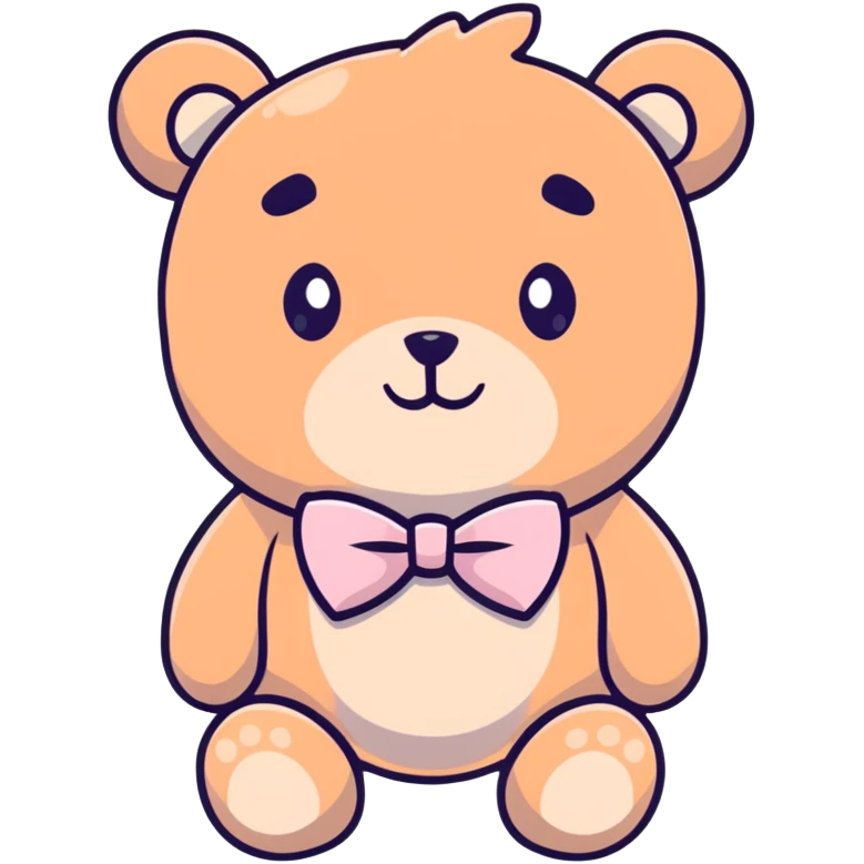 teddy bear with light pink bow tie emoji
