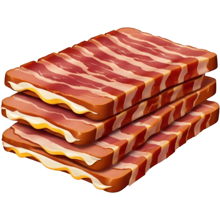 bacon lardons, pile, thick short rectangular strips, alternating pinkish-red meat and creamy white fat, clean cut, irregular edges, fresh, moist, uncooked, soft lighting, color contrast, no pan, plate, background, or faces, clean 3D, soft lighting, transparent background, emoji scale emoji