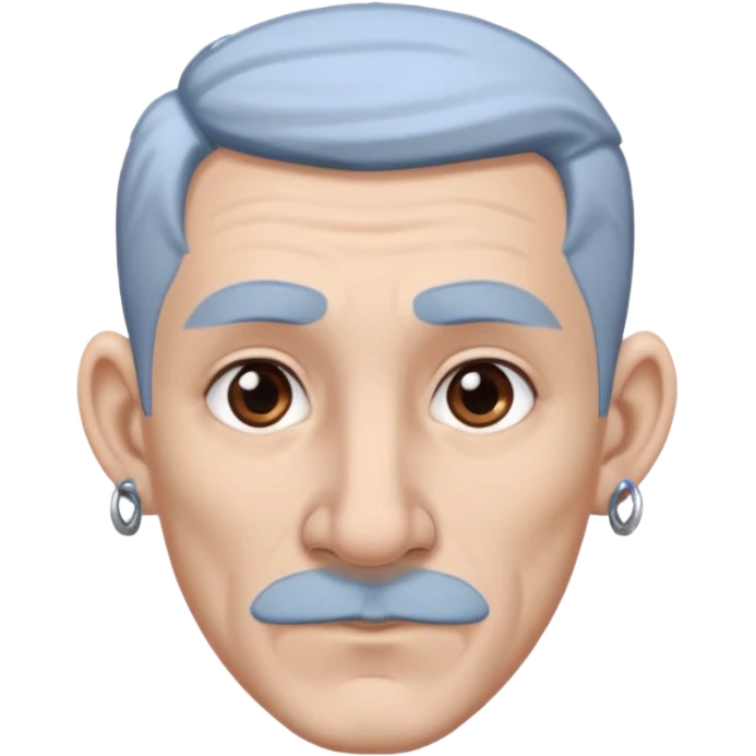 white-gray haired heavy blue tattooed big head accessory big nose mid size ear young emoji
