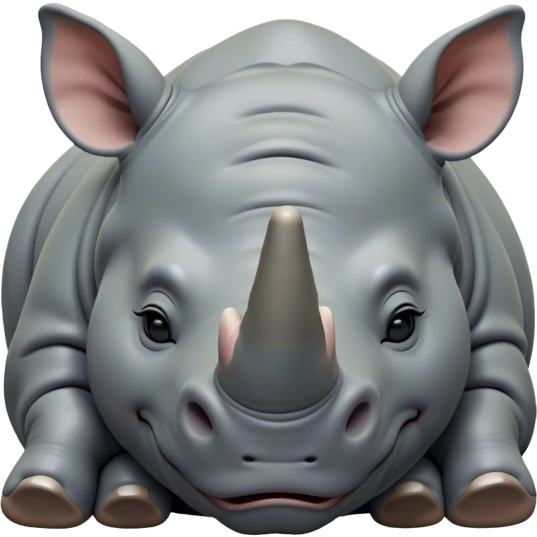 Meme-Worthy Cute Sleeping Rhinoceros Portrait Emoji, Head resting peacefully with a contented smile, showcasing a massive, robust build and a luxuriously soft slate-gray hide, eyes shut in a serene, restful nap, Simplified yet hilariously adorable features, highly detailed, glowing with a soft, drowsy light, high shine, relaxed and utterly lovable, stylized with an air of playful laziness, bright and heartwarming, soft glowing outline, capturing the essence of a comically sleepy rhinoceros, so meme-worthy it feels like it could instantly become the next viral sensation of adorable slumber! emoji
