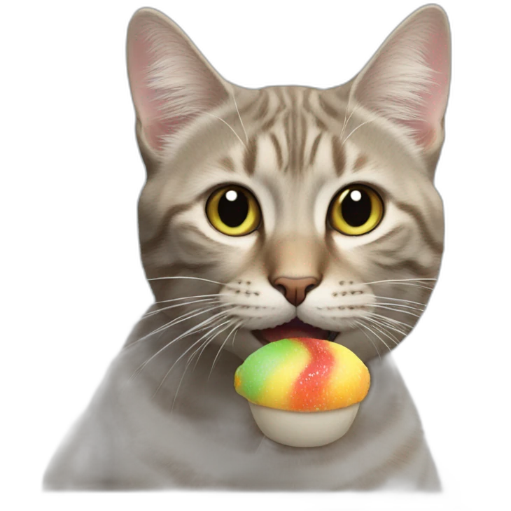 the cat eats candy emoji