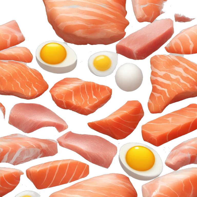 chicken breast, meat, eggs, salmon, shrimp emoji
