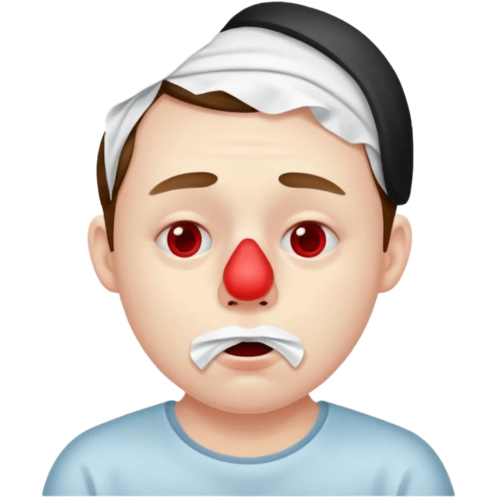 sick person with tissue on nose, fever and red nose. emoji