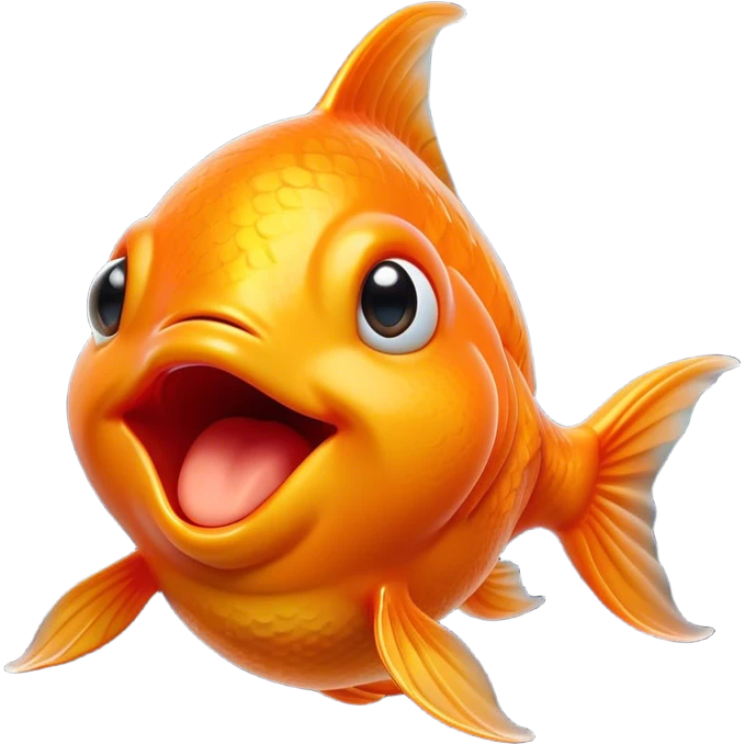 Cinematic Cute Yawning Orange Goldfish Portrait Emoji, Head tilted slightly with a dramatic, wide-open yawn, showcasing a smooth, vibrant orange body with flowing fins, eyes barely open in drowsy contentment, Simplified yet irresistibly adorable features, highly detailed, glowing with a soft, cozy glow, high shine, relaxed yet expressive, stylized with a touch of whimsy, bright and endearing, soft glowing outline, capturing the essence of a sleepy yet affectionate goldfish, so drowsy it feels like it could float out of the screen and curl up for a nap! emoji