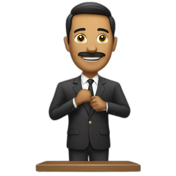 CHIEF GUEST WITH SUIT SPEECH IN THE PODIAM emoji