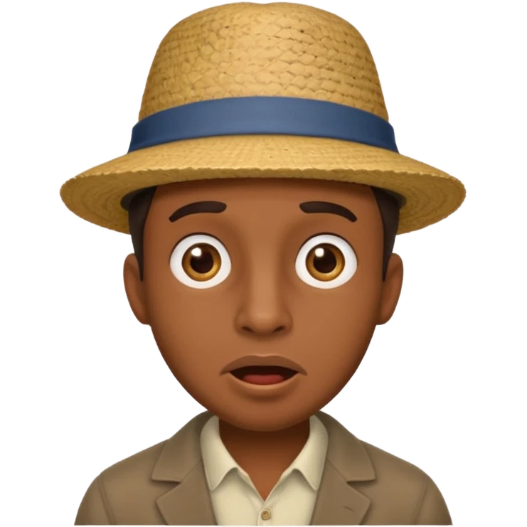 homme créole réunionnais  étonné  avec chapeau emoji