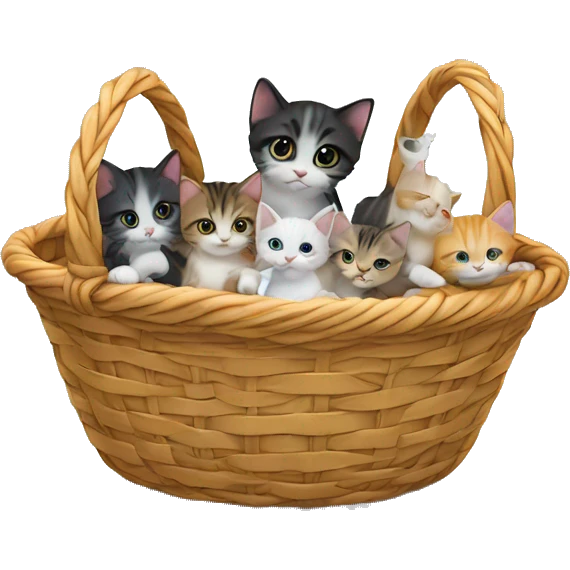 Basket of kittens add a star overhead ￼ emoji